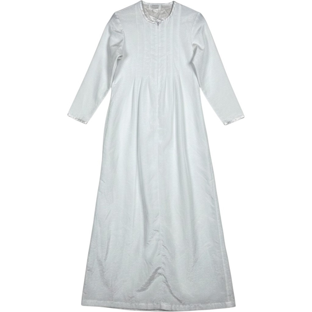 Covenant Apparel Hyacinth White Shimmer Pleated Maxi Dress Pockets S Petite
